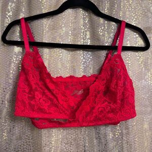 Adored By Adore Me Blythe Lace Unlined Bralette Rio Red Large